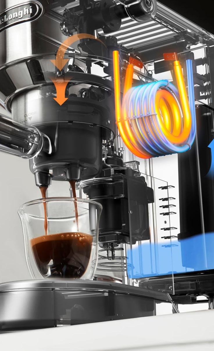 De'Longhi Dedica - Cafetera de Bomba de Acero Inoxidable para Café Molido o Monodosis modelo carrusel tecnologia maquinacafeteraespresso.com